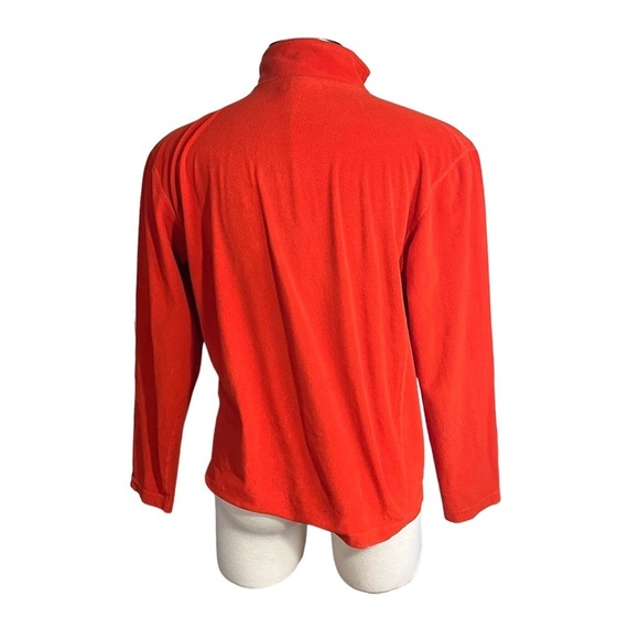 LL Bean Men Orange Long Sleeve Fleece Pullover Jacket Sz L 1/4 Zip Zip Pocket - Picture 4 of 11